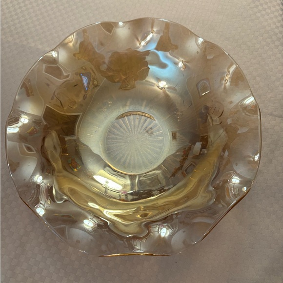 Jeanette Glass Iris & Herringbone Iridescent Wavy Bowl - Picture 6 of 8